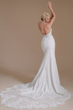 Elegant Backless Mermaid Lace Appliques Wedding Dress