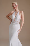 Elegant Backless Mermaid Lace Appliques Wedding Dress