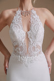 Elegant Backless Mermaid Lace Appliques Wedding Dress