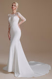 Long Sleeve Sweep Train New Arrival Mermaid Wedding Dress