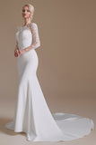 Long Sleeve Sweep Train New Arrival Mermaid Wedding Dress