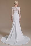 Long Sleeve Sweep Train New Arrival Mermaid Wedding Dress