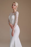 Long Sleeve Sweep Train New Arrival Mermaid Wedding Dress