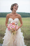 Long Modest Sweetheart Handmade Wedding Gowns - Laurafashionshop