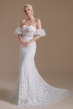 Off the Shoulder Lace New Arrival Sweetheart Long Beach Wedding Dresses