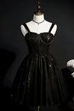 Classy Black Spaghetti Straps Tight Short Homecoming Dress