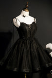 Simple Little Black Dress Tulle Short Prom Dress Homecoming Dresses