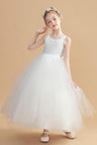 Straps Ivory Flower Girl Dresses With Lace Appliques