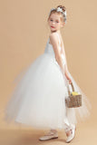 Straps Ivory Flower Girl Dresses With Lace Appliques