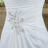 Simple A Line Strapless Sequins Silk Like Satin Split Court Train Wedding Dresses With Pearls WH20251