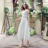 Chic A Line Strapless Appliques Lace Tea Length Prom Dresses, Bridesmaid Dresses WH28268