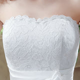 Chic A Line Strapless Appliques Lace Tea Length Prom Dresses, Bridesmaid Dresses WH28268