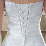Chic A Line Strapless Appliques Lace Tea Length Prom Dresses, Bridesmaid Dresses WH28268