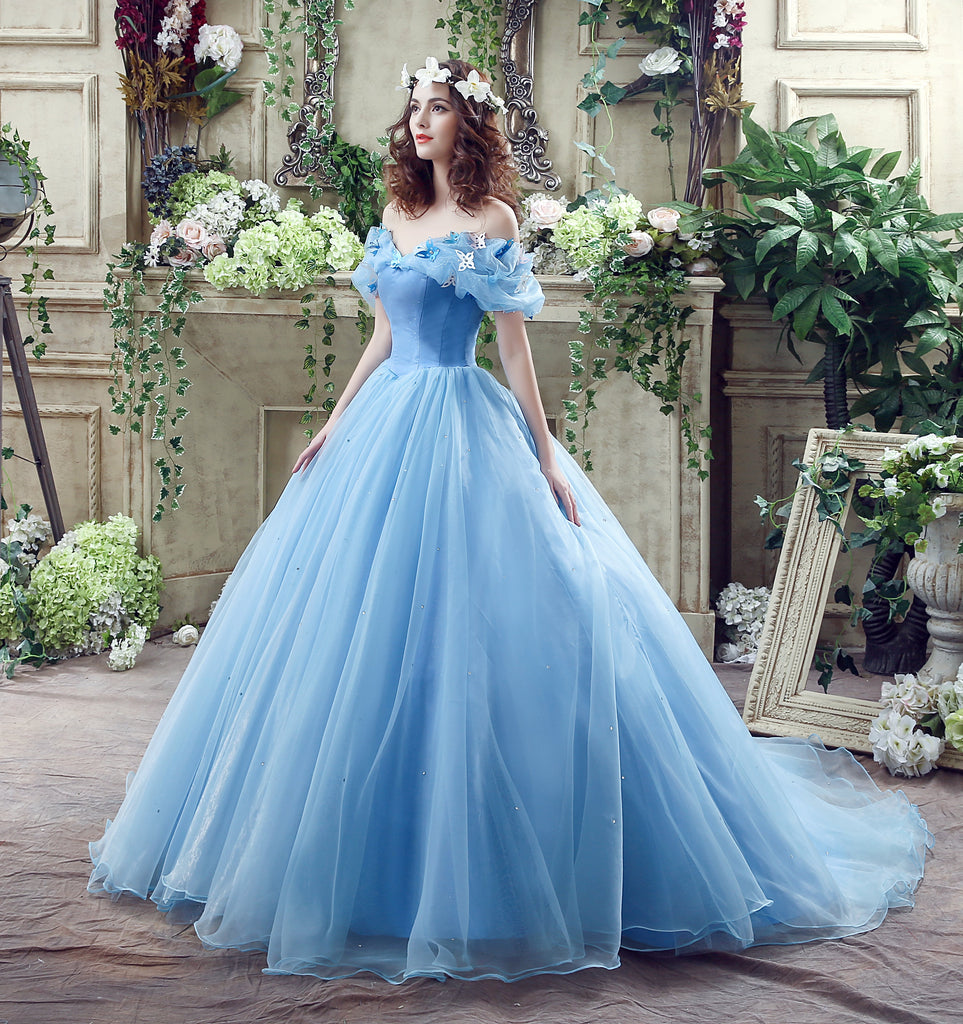 Royal Blue Ball Gown High Neck Rhinestone Beaded Long Evening Prom Dre –  SposaDresses
