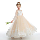 Tulle Champagne Flower Girl Dresses With Pearls