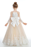Tulle Champagne Flower Girl Dresses With Pearls