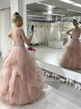 Ball Gown Sleeveless Lace Tulle Prom Dresses, Sweet 16 Dress