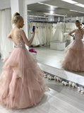 Ball Gown Sleeveless Lace Tulle Prom Dresses, Sweet 16 Dress