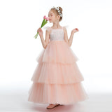 Layered Pink Tulle Ruffles Flower Girl Dresses With Bowknot
