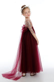 A-Line Burgundy Cute Tulle Flower Girl Dresses With Sequins