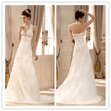 Halter A-line Sweep Brush Train Great Wedding Dresses - Laurafashionshop