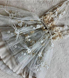 3D Flowers Sweet Homecoming Dress A-line V-neck Sleeveless Short Prom Dresses