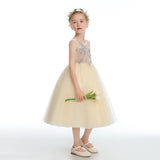 Daffodil Sleeveless V Back Tulle Flower Girl Dresses