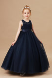 Pretty Lace Tulle Stain-Sash Flower Girl Dresses With Bownot