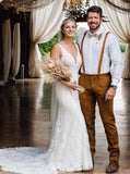 Mermaid V-neck Lace Long Wedding Dress