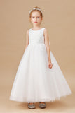 Applique Lovely Tulle Sleeveless Flower Girl Dresses With Bownot