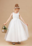 Applique Lovely Tulle Sleeveless Flower Girl Dresses With Bownot