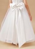 Applique Lovely Tulle Sleeveless Flower Girl Dresses With Bownot