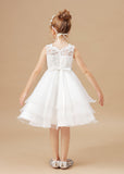 Organza Applique Ruffles Sleeveless Flower Girl Dresses With Rhinestone