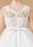 Organza Applique Ruffles Sleeveless Flower Girl Dresses With Rhinestone