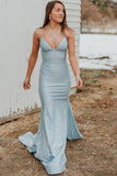 Mermaid Simple V-Neck Formal Evening Dress Long Prom Dresses