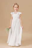 A-line Ivory Chiffon Floor Length Flower Girl Dresses