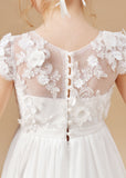 A-line Ivory Chiffon Floor Length Flower Girl Dresses