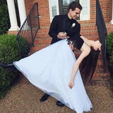 Black and White Spaghetti Straps Sexy Prom Dresses - Laurafashionshop