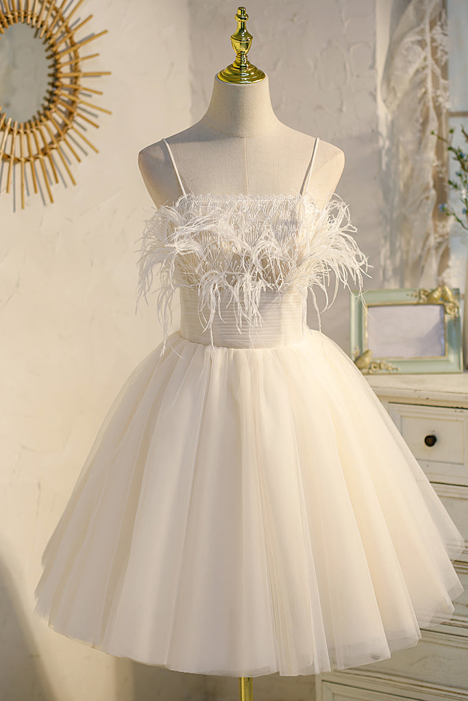 Sweet Light Champagne Fairy Dress Tulle Homecoming Dress