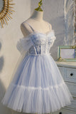 Short Sky Blue Prom Dress Party Homecoming Dresses