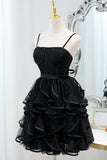 Little Black Dress Elegant Spaghetti Straps Homecoming Dress