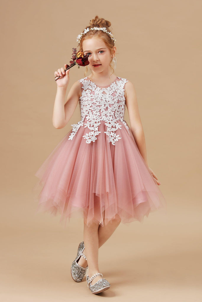 Applique Chic Sleeveless Tulle Flower Girl Dresses