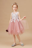 Applique Chic Sleeveless Tulle Flower Girl Dresses