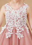 Applique Chic Sleeveless Tulle Flower Girl Dresses