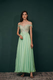 Elegant A-line Off-the-shoulder Long Chiffon Prom Dresses, Party Dresses