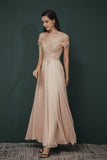 Elegant A-line Off-the-shoulder Long Chiffon Prom Dresses, Party Dresses