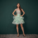A-line Beading Pink Tulle Short Homecoming Dress, Short Prom Dress WH341036