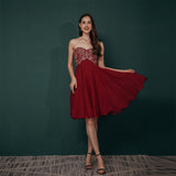 Cute A-line Strapless Chiffon Sequins Short Homecoming Dress WH291045