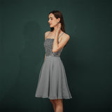 Pretty A-line Spaghetti Straps Chiffon Short Homecoming Dresses WH301039