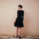 Elegant Long Sleeve Deep V-Neck Chiffon Short Prom Dresses WH231048